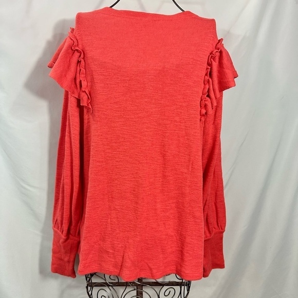 Pilcro by Anthropologie cozy popover ruffle sweater size L - Picture 8 of 9
